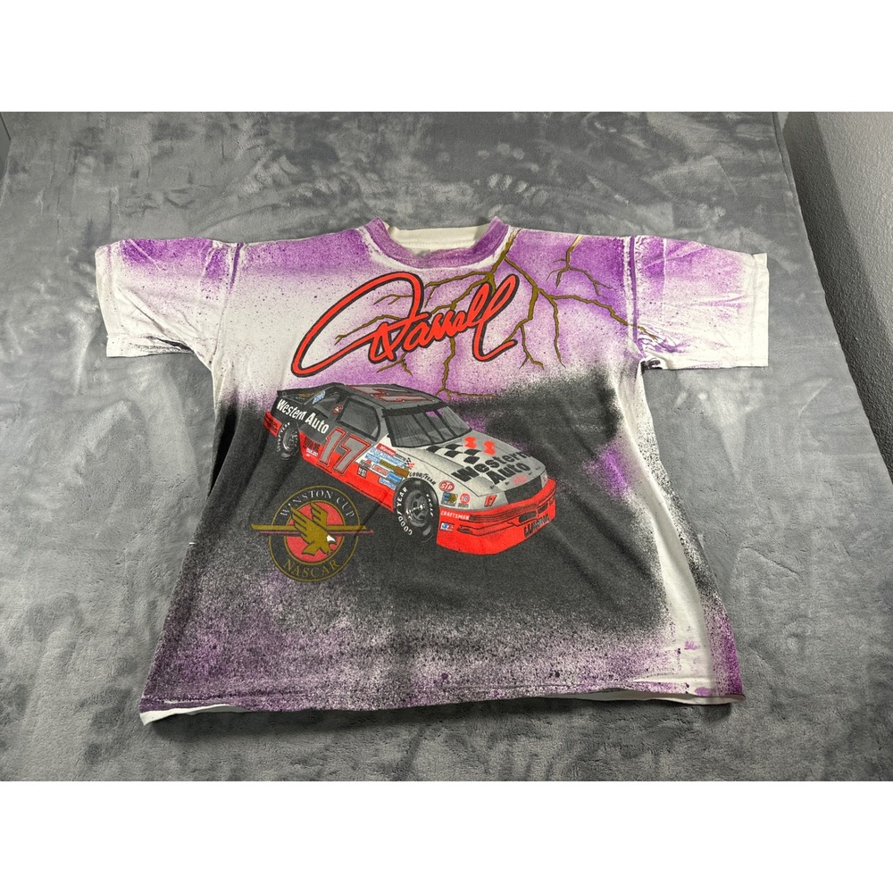 Vintage Darrell Waltrip NASCAR All Over Print T-Shirt XL Western Auto 17 USA